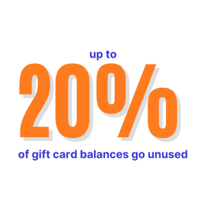 What percentage of gift cards go unused? Up to 20% of gift card balances go unused in 2025.